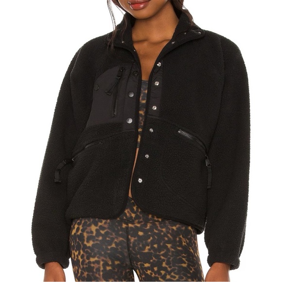 Free People X Free People Movement Hit The Slopes Black Fleece Jacket Size Small - Picture 2 of 14